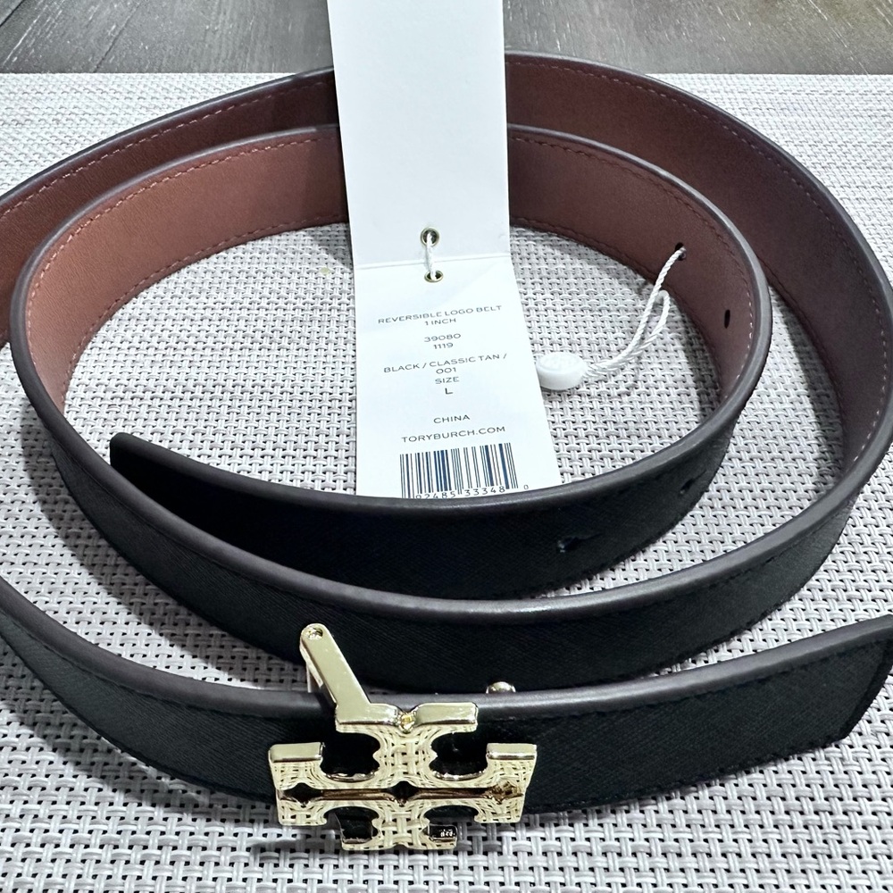 Tory Burch Black and Tan Reversible Belt